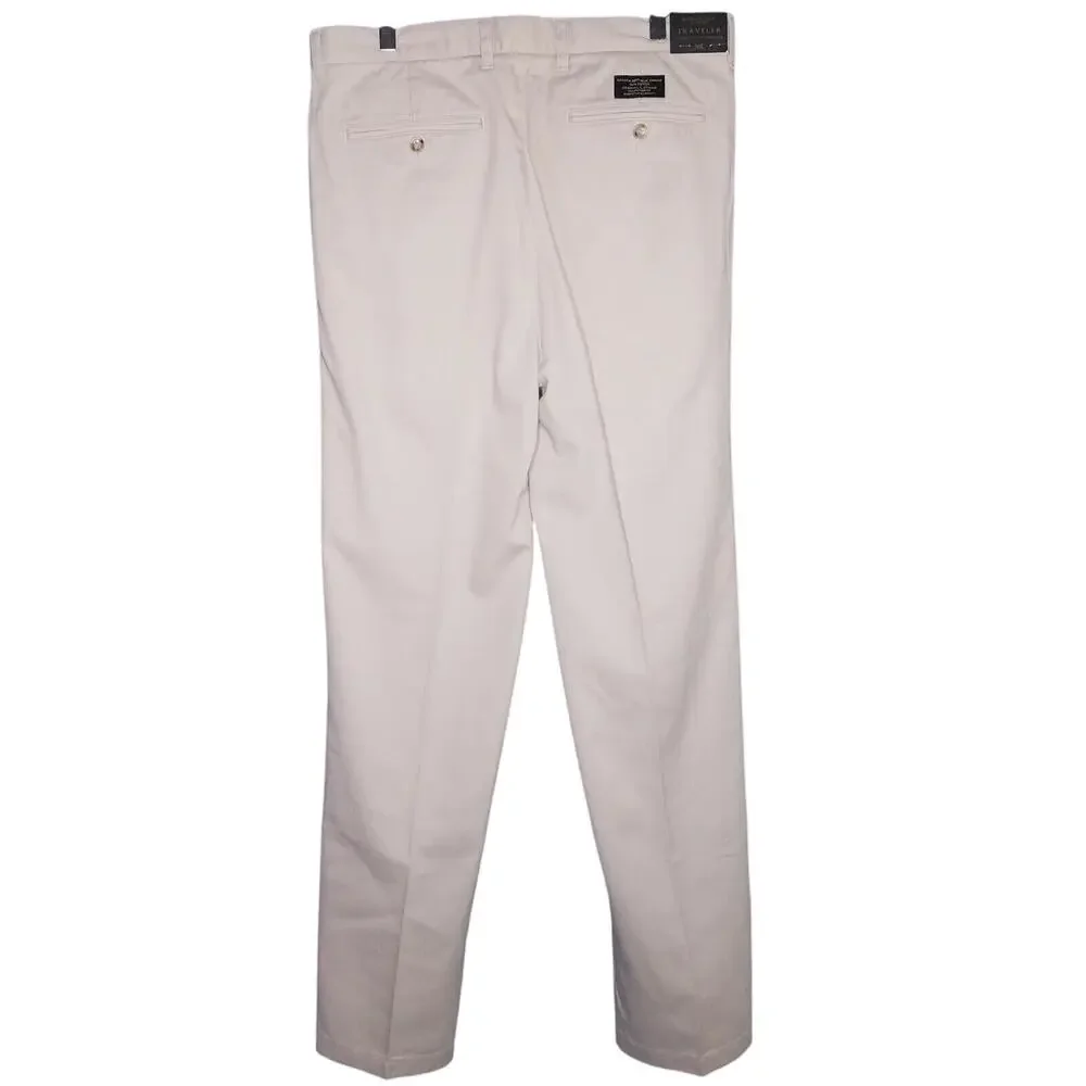 Mens Banana Republic Traveler Chinos SZ 36L Long Khaki Tan Pleated